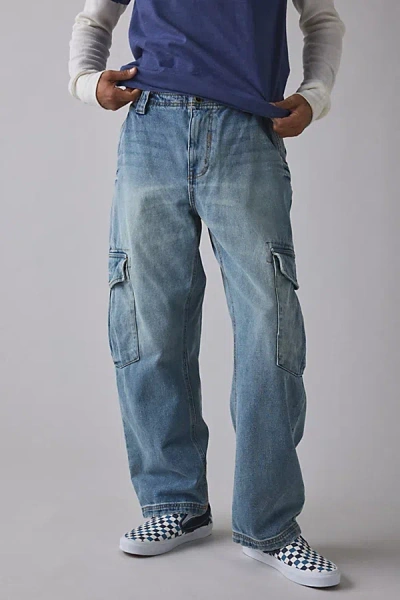 Bdg Jacob Denim Cargo Jean In Vintage Denim Light, Men's At Urban Outfitters In Blue