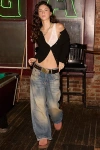 Bdg Jaya Baggy Boyfriend Jean In Olive Blue Crossover Waist, Women's At Urban Outfitters