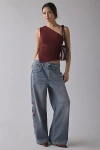 Bdg Jaya Cherry Blossom Printed Baggy Boyfriend Jean In Tinted Denim, Women's At Urban Outfitters In Blue