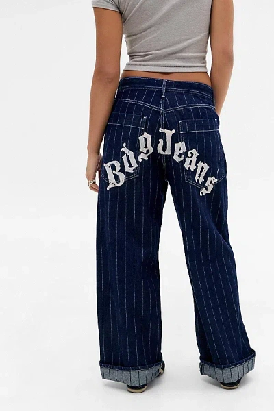 Bdg Jaya Stripe Paint-print Jean In Vintage Denim Medium, Women's At Urban Outfitters