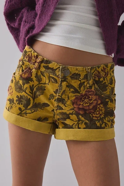 Bdg Jenni Corduroy Low-rise Micro Short In Yellow, Women's At Urban Outfitters