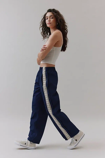 Bdg Jess Boho Nylon Track Pant In Navy, Women's At Urban Outfitters In Blue