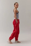 Bdg Jess Nylon Straight Leg Track Pant In Bright Red, Women's At Urban Outfitters