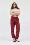 Bdg Jess Nylon Track Pant In Maroon, Women's At Urban Outfitters