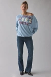 Bdg Jessa Graphic Off-the-shoulder Pullover Top In Slate, Women's At Urban Outfitters In Gray