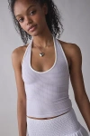 Bdg Joanna Ribbed Knit Halter Top In Lavender Stripe, Women's At Urban Outfitters