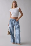 Bdg Joey Cotton Poplin Straight Leg Pull-on Pant In Blue Stripe, Women's At Urban Outfitters