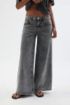 Bdg Joey Full Length Wide Leg Jean In Washed Black, Women's At Urban Outfitters In Light Grey