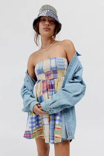Strapless Dress Urban Outfitters Blue Gingham Dress Bdg Juliana