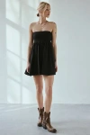Bdg Juliana Smocked Strapless Mini Dress In Black, Women's At Urban Outfitters