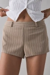 Bdg Karina Menswear Low-rise Micro Short In Tan Stripe, Women's At Urban Outfitters