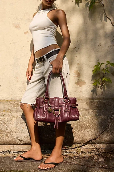 Bdg Karlie Lock Shoulder Bag In Maroon, Women's At Urban Outfitters In Burgundy