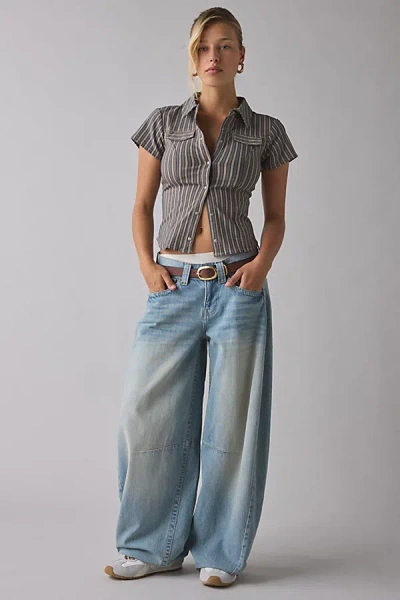 Bdg Kayla Cocoon Low-rise Jean In Light Blue, Women's At Urban Outfitters