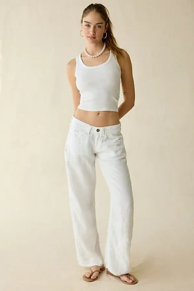 Bdg Kayla Linen Low-rise Pant In White, Women's At Urban Outfitters