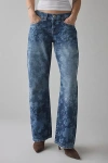 Bdg Kayla Printed Low-rise Jean In Dark Floral Wash, Women's At Urban Outfitters In Blue