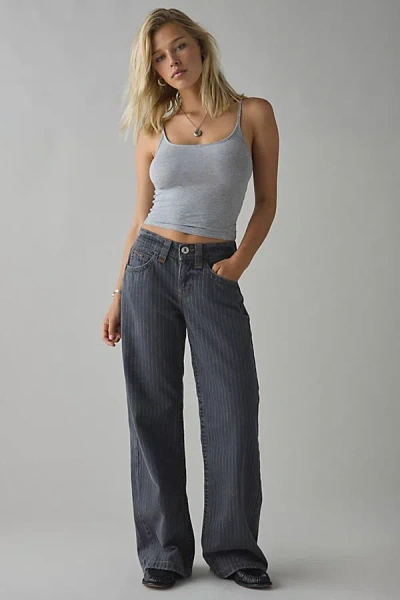Bdg Kayla Printed Low-rise Jean In Grey Night Pinstripe, Women's At Urban Outfitters