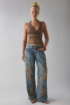 Bdg Kayla Soutache Embroidered Low-rise Jean In Americana Wash, Women's At Urban Outfitters In Blue