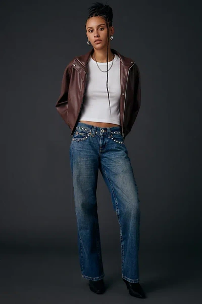 Bdg Kayla Studded Low-rise Jean In Indigo, Women's At Urban Outfitters In Blue
