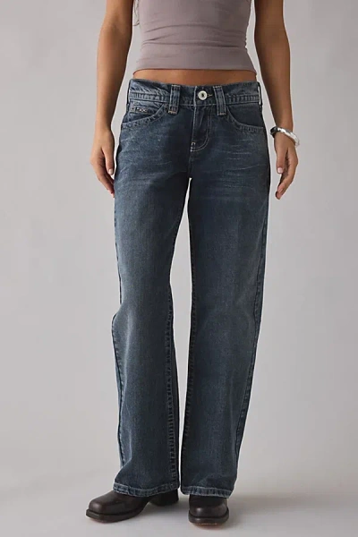 Bdg Kayla Wash Effect Low-rise Jean In Dark Blue, Women's At Urban Outfitters