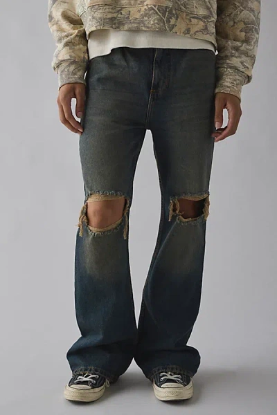 Bdg Kenny Destructed Flare Jean In Pond Wash, Men's At Urban Outfitters In Black