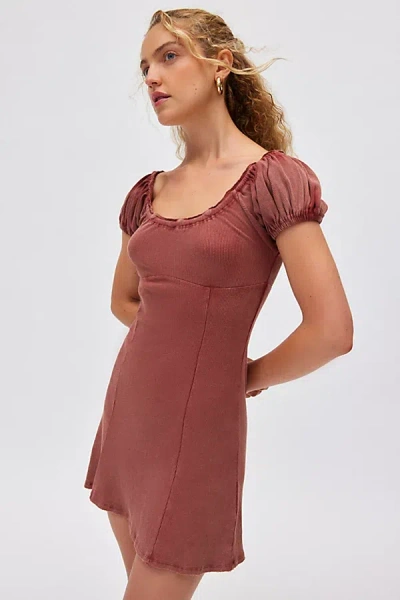 Bdg Kit Scoop Neck Mini Dress In Brown, Women's At Urban Outfitters