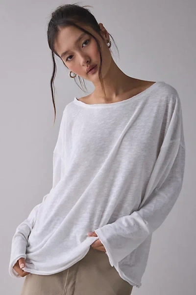Bdg Kurt Off-the-shoulder Long Sleeve Tee In White, Women's At Urban Outfitters In White