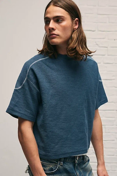 Bdg Lax Reverse Crew Neck Tee In Blue Fusion, Men's At Urban Outfitters