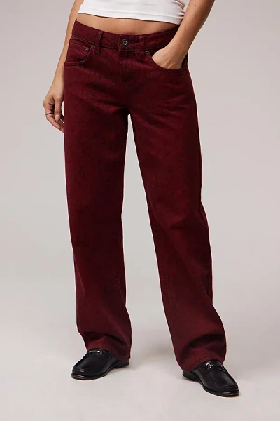 Bdg Lenn Straight Leg Snake Print Trouser Pant In Maroon, Women's At Urban Outfitters