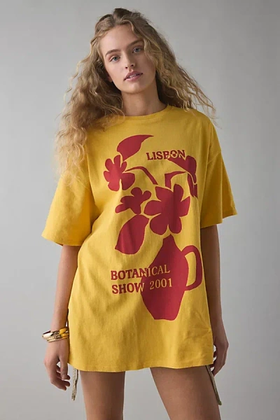 Bdg Lisbon Botanical Show Graphic Cotton T-shirt Dress In Yellow At Urban Outfitters