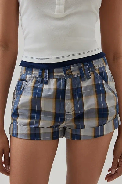 Bdg Little Plaid Prep Micro Short In Blue, Women's At Urban Outfitters