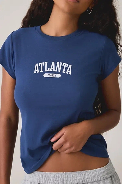 Bdg Local Graphic Short Sleeve Spill The Tee In Atlanta, Women's At Urban Outfitters In Blue