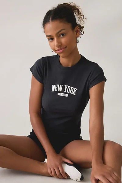Bdg Local Graphic Short Sleeve Spill The Tee In New York, Women's At Urban Outfitters In Black