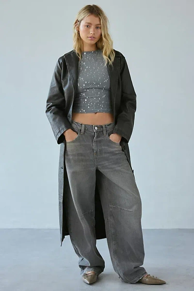 Bdg Logan Buckle Baggy Barrel Jean In Dark Grey, Women's At Urban Outfitters