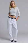 Bdg Logan Buckle Baggy Barrel Jean In White, Women's At Urban Outfitters In Ivory