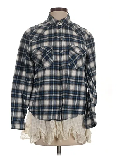 Pre-owned Bdg Long Sleeve Button Down Shirt In Blue