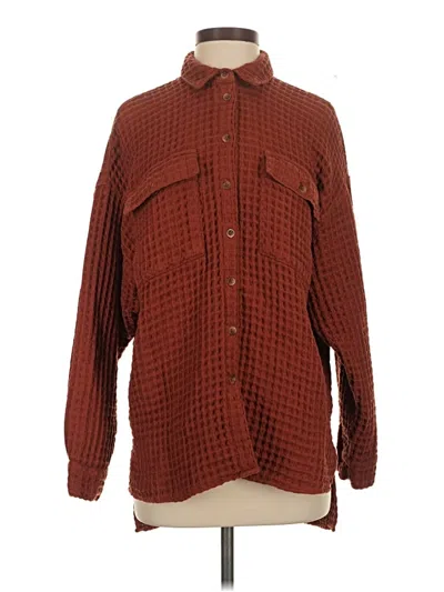 Pre-owned Bdg Long Sleeve Button Down Shirt In Burgundy