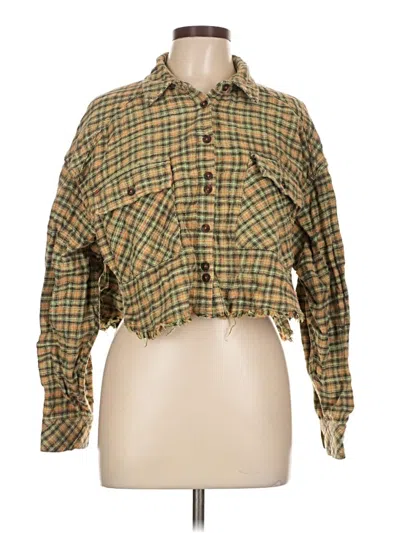 Pre-owned Bdg Long Sleeve Button Down Shirt In Green