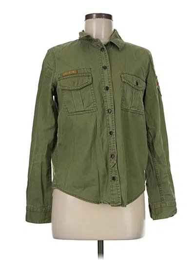 Pre-owned Bdg Long Sleeve Button Down Shirt In Green