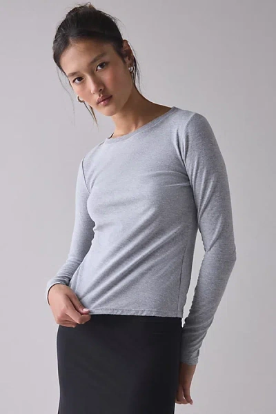 Bdg Long Sleeve Spill The Tee In Grey, Women's At Urban Outfitters In Gray