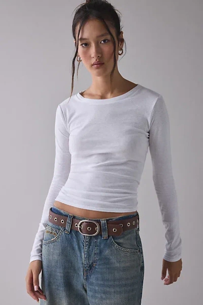 Bdg Long Sleeve Spill The Tee In Ivory, Women's At Urban Outfitters In White