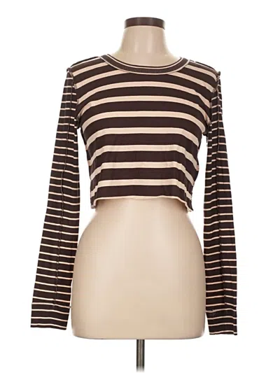 Pre-owned Bdg Long Sleeve Top Brown Boatneck Tops