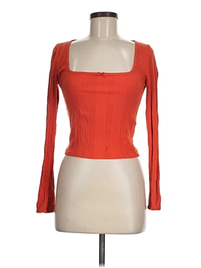 Pre-owned Bdg Long Sleeve Top Orange Square Neckline Tops