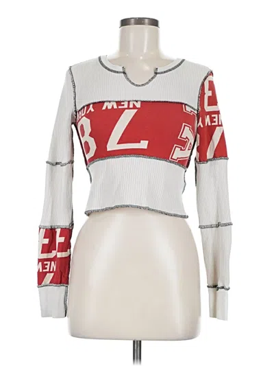 Pre-owned Bdg Long Sleeve Top Silver Mock Neckline Tops