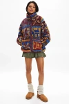 Bdg Mae Printed Piled Fleece Zip-up Jacket In Brown, Women's At Urban Outfitters
