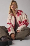 Bdg Mae Printed Piled Fleece Zip-up Jacket In Brushed Roses, Women's At Urban Outfitters In Multi