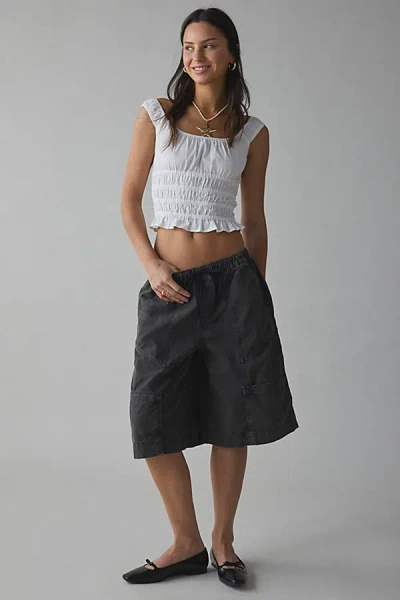 Bdg Mario Pull-on Cotton Utility Jort In Black, Women's At Urban Outfitters