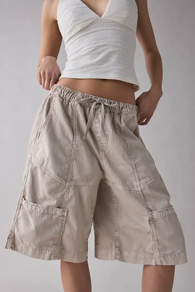 Bdg Mario Pull-on Cotton Utility Jort In Grey, Women's At Urban Outfitters