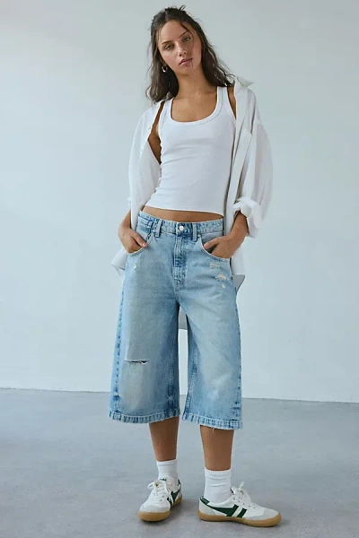 Bdg Mega Mid-rise Baggy Jort In Cloud Wash, Women's At Urban Outfitters