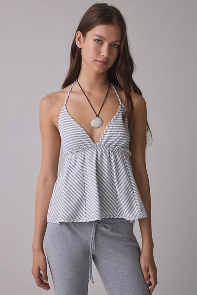Bdg Meggy Plunging Halter Neck Babydoll Cami In Grey, Women's At Urban Outfitters In Gray
