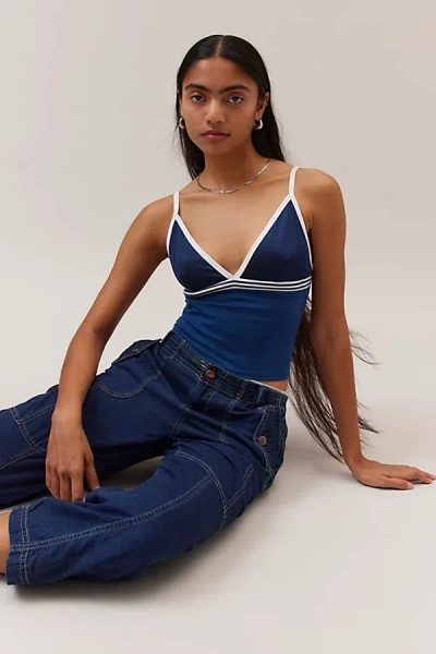 Bdg Melanie Mesh Cropped Cami In Navy At Urban Outfitters